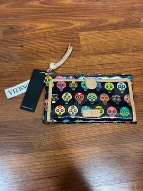 Consuela Multi-Color Sugar Skull *Retired Print* Wallet with Tan Trim NWT